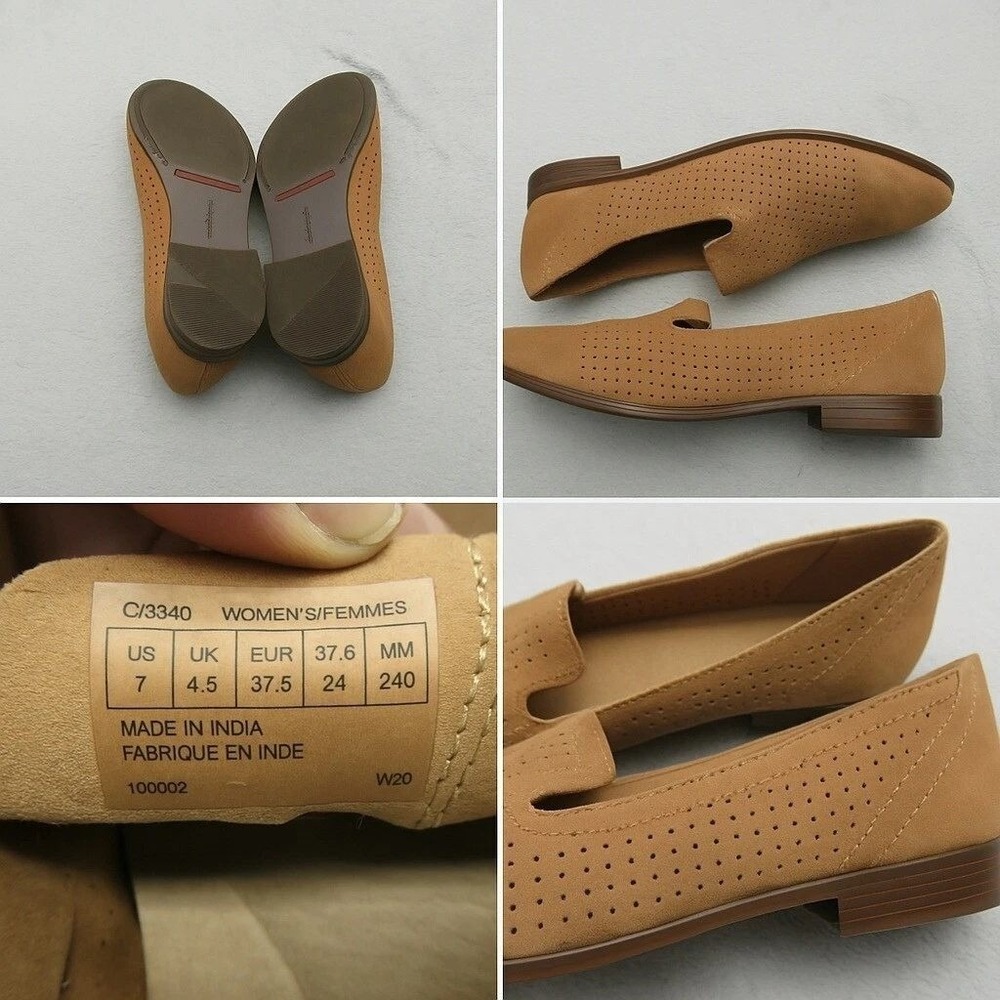 Rockport Loafers Women 7 Brown Perforated Suede Slip On Comfort Casual Formal
